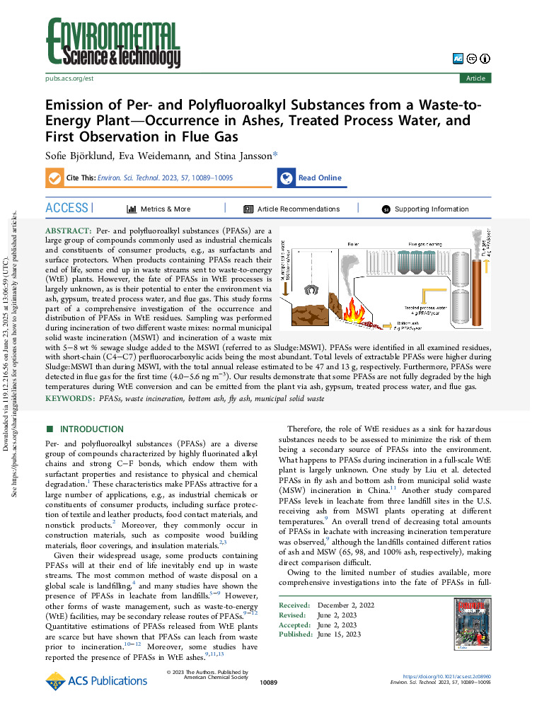 thumbnail of PFAS and waste incinceration byproducts
